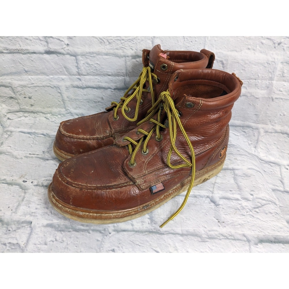 Hawx 6" USA Moc Wedge Steel Toe Boot Brown Men's 10.5 D.       S7